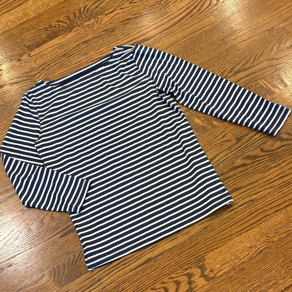Vineyard Vines Performance Striped Navy and White Long Sleeve Women's Top, xS